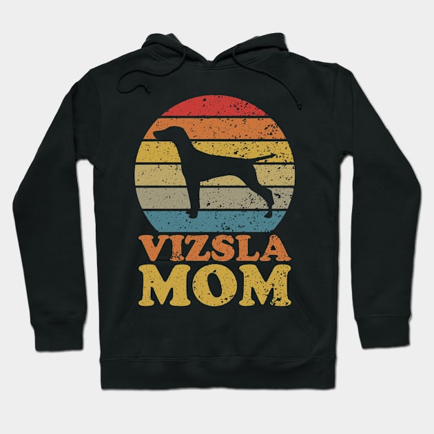 Retro Sunset Vizsla Dog Mom Hoodie by AmazingDesigns